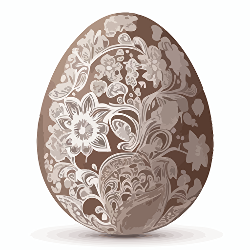 sticker vector design, digital art style, decorated chocolate easter egg shape, white outline, highly detailed