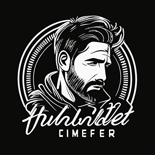 logo for filmmaker in black and white vector linework, simple and modern