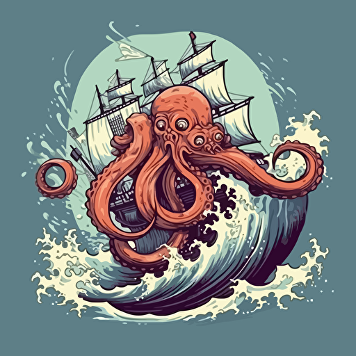 the kraken seriously dangerous cartoon vector style