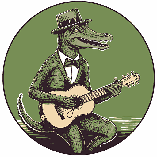 a alligator playing a banjo clip art in the style of vector art