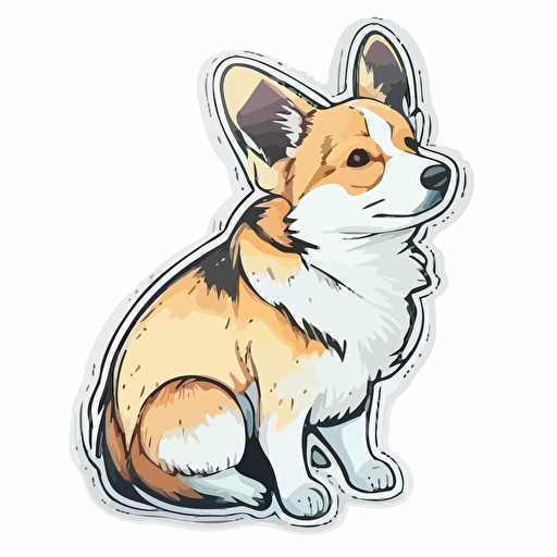 dog, sticker, vector, white background, anime style