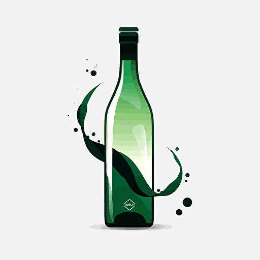 bottle, white wine, logo, simple, vector, white background, modern, green