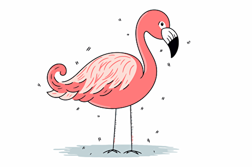 flamingo vector doodle, simple cartoon , white background