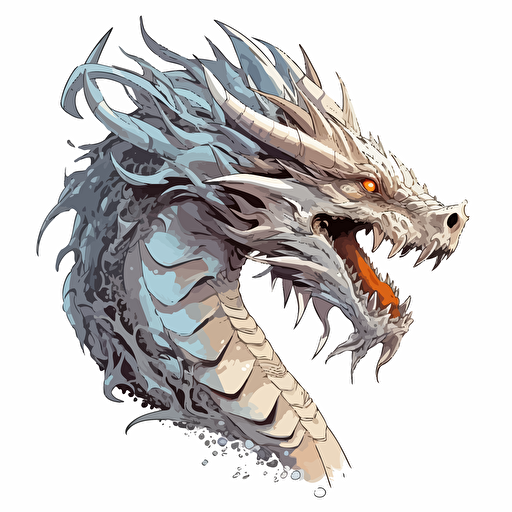 vector desinge, white backround, dragon head from the side, japanese dragon