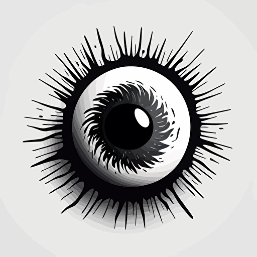 flat vector logo design of an eye that looks like a black hole black and white