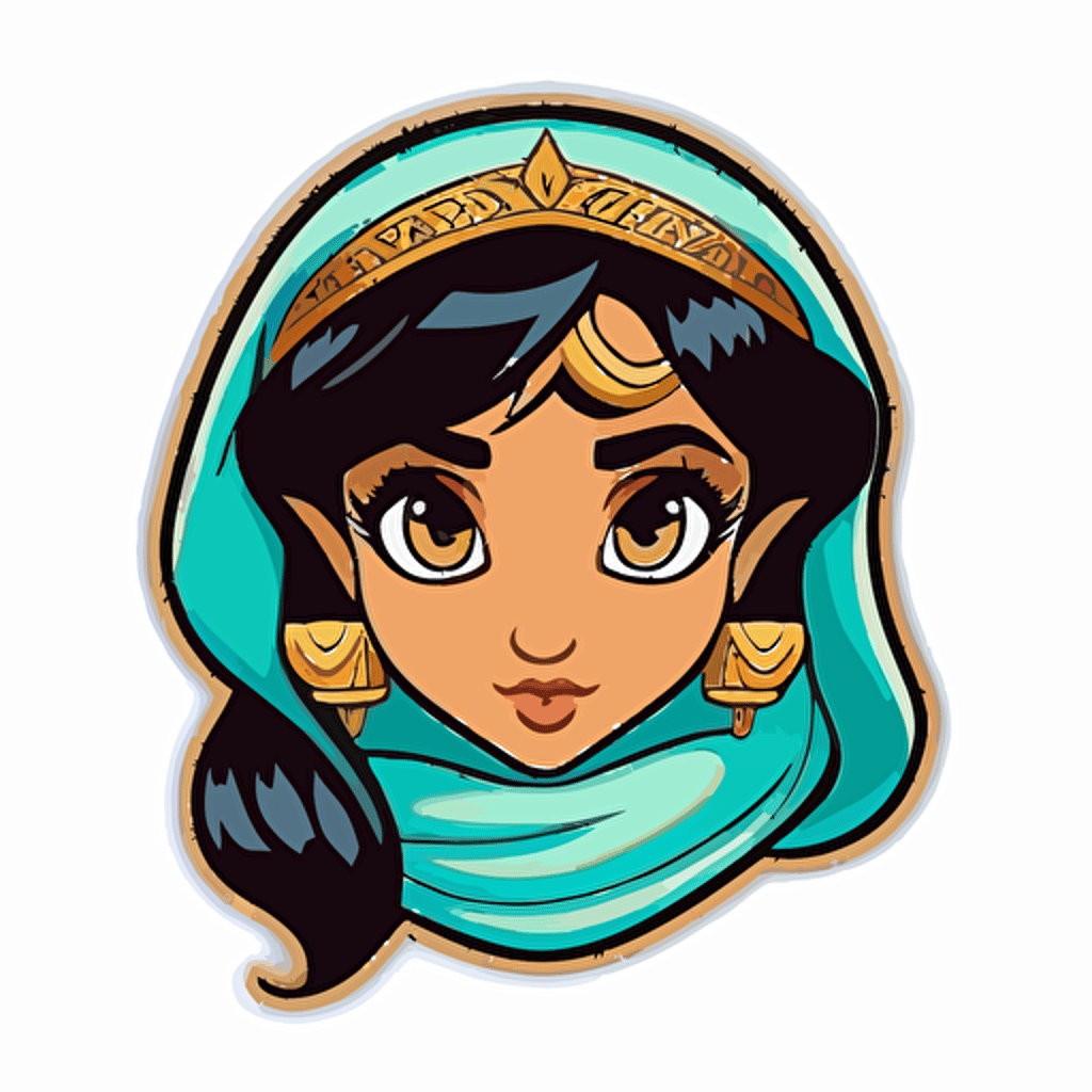 sticker design, with transparent background of princess jasmine from Aladdin vector file