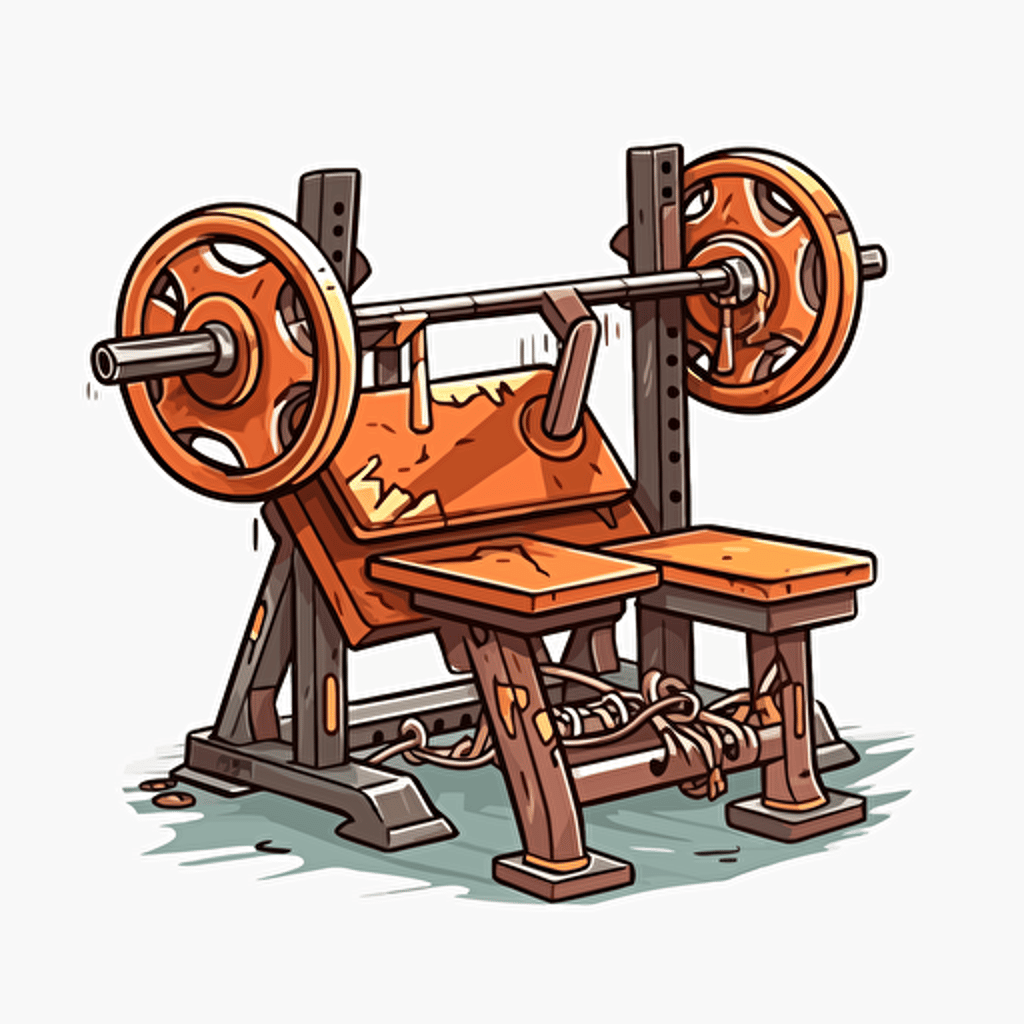 bench press rack , sticker, no background,clip art , vector art ,Cel Shading, VFX, SFX, ,Ultra-HD, Starburst
