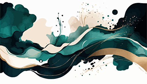 dark teal and beige watercolour abstract, minimalist, vector, contour