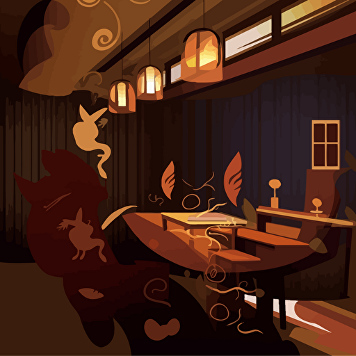 walls decorated with rabbit and moon vectorial contemporary symbols in warm autumn colors