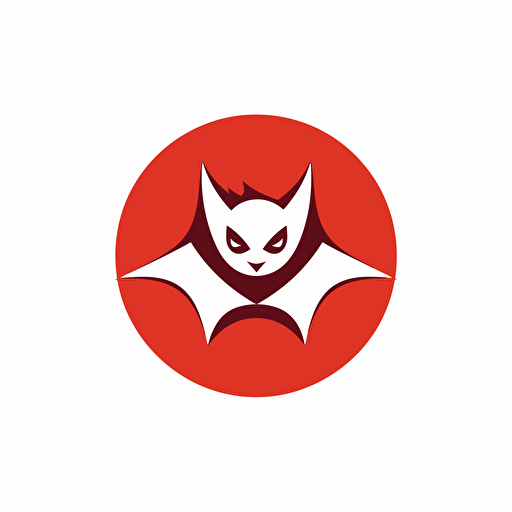 create a vector logo of a red bat in a white circle