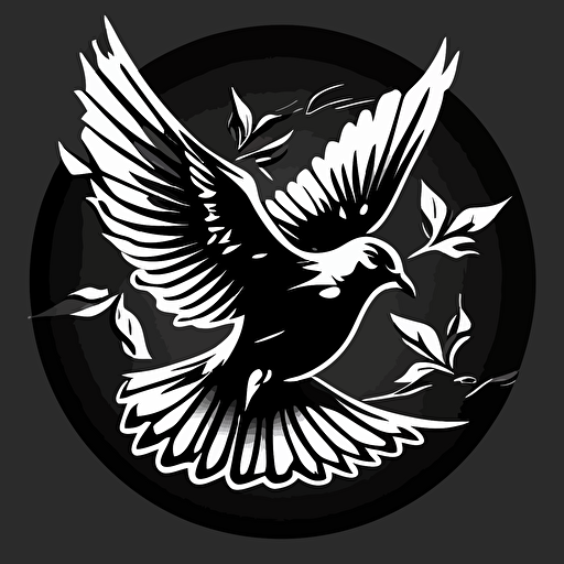 logo, dove flying, vector,50's style, no text, black and gray