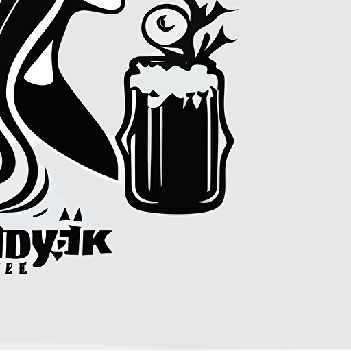 simple flat beautiful beer drinking witch logo, black and white, white background, vector style