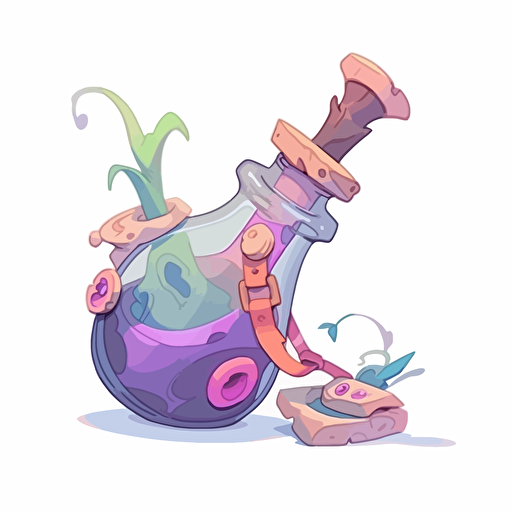 Single vector icon, white background, rpg dagger and potion bottle in purple circle, rtx on