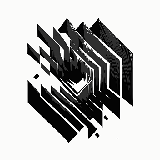 [abstract, modern, geometric] iconic logo of [poster], black vector, white background