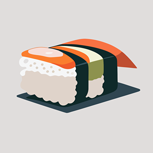 One sushi, minimalistic design, flat, no shadow, vector art, white background