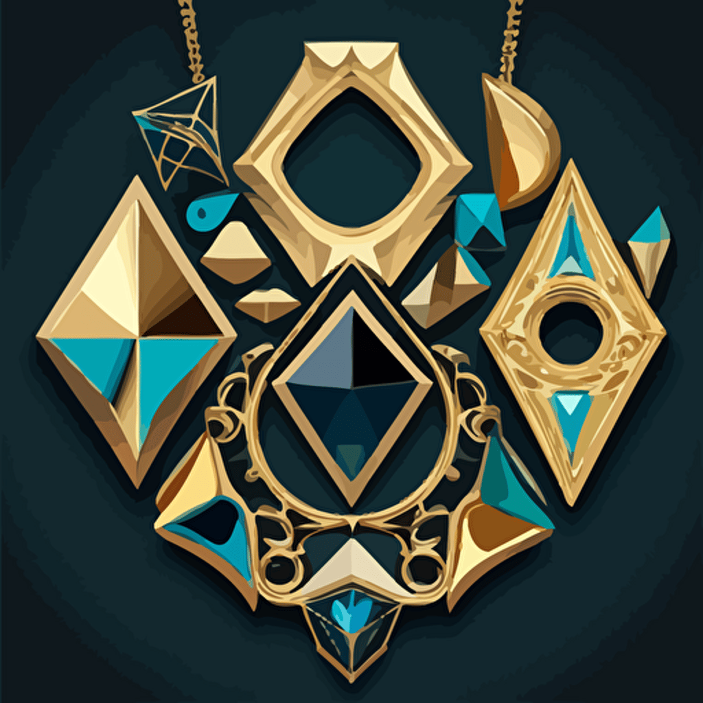 vector image of jewelry in shape of geometric forms in style of google
