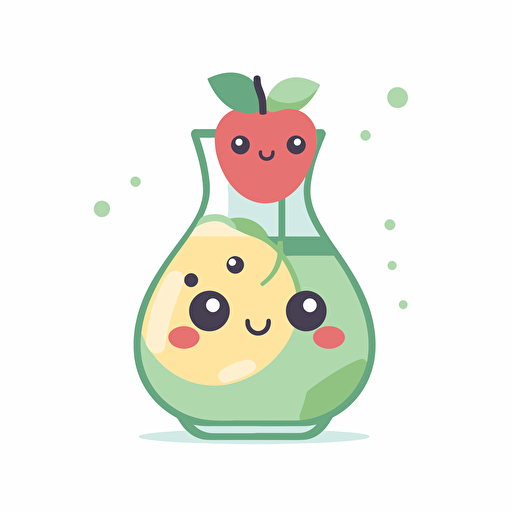 Kawaii single fruit scewer, flat, 2D, vector, 16 colors, white background, in anime chibi style