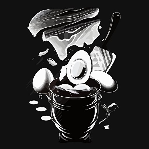 black and white vector bacon and eggs