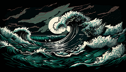 vector art, tumultuous ocean