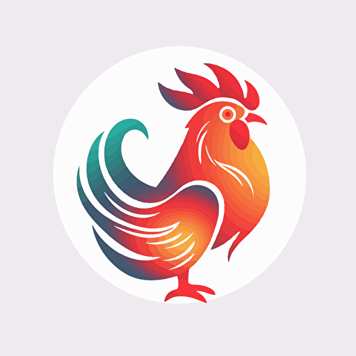 simple flat Rooster logo, white background, vector style. designed by Martin Grasser,