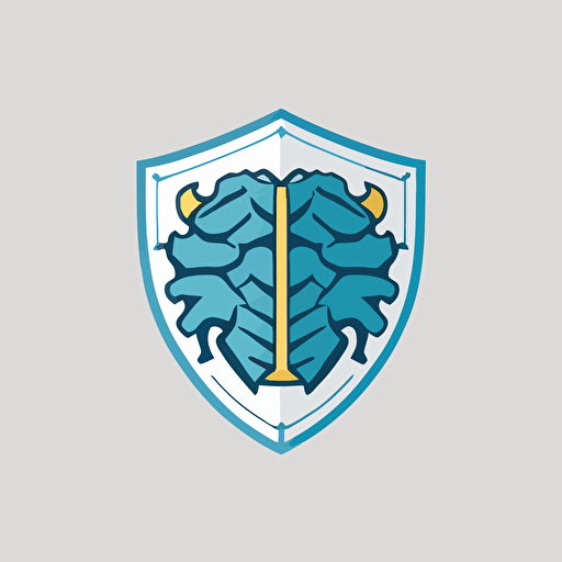 a flat vector logo of a Shield encapsulating a brain. Miminal style by pablo picasso. Style should match bio tech industry. Simple style. No complivcated details. exclude text. The logo will be used for a neuro protection company that helps protect brains with biomedicine and science.
