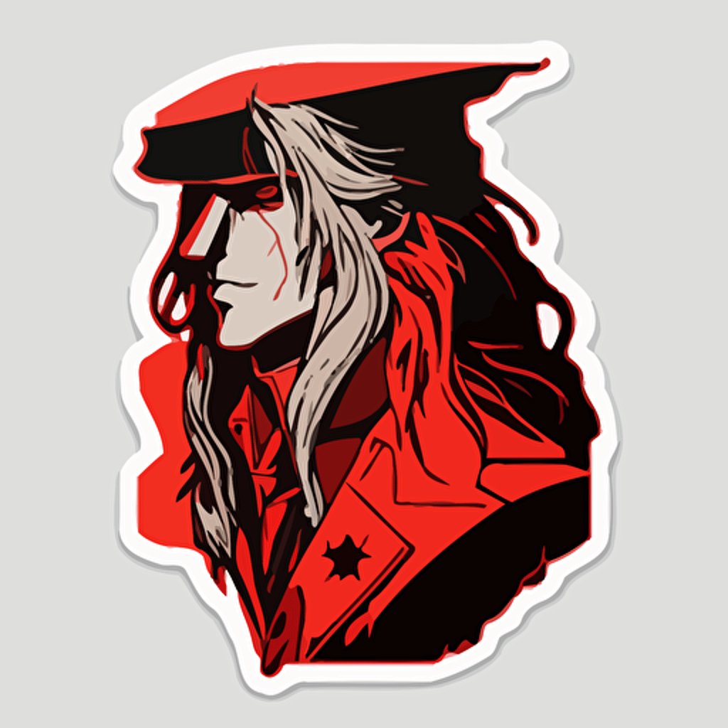 Alucard from Castlevania, simple art, 2d, flat, sticker, vector style