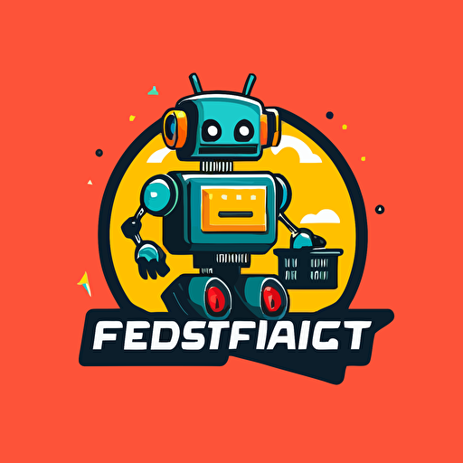 a mascot logo of a robot, simple, working for an online store, vector