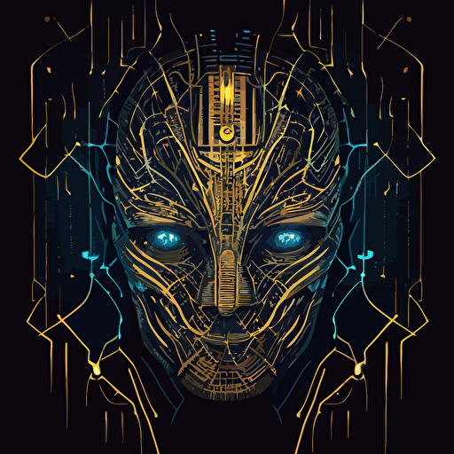 robotic face vector geometrical cables lights buttoms lasers