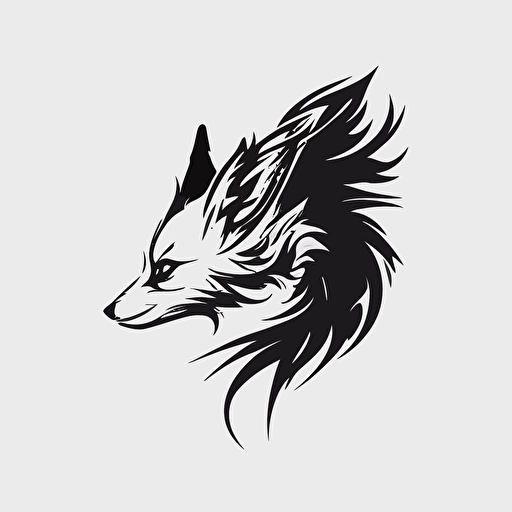fox head, ears on fox turn into wings, vector, logo, side profile, simple, clean, minimalistic
