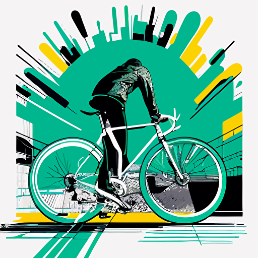 fixie bicycle doing a wheelie, the bike has large tires, vector image by David Hockney, nothing in background