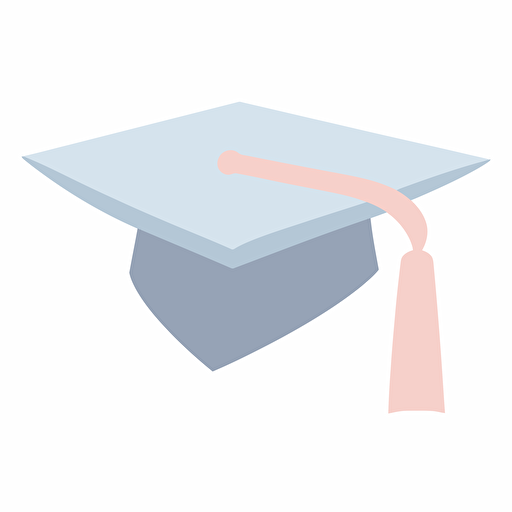 graduation cap, pastel, simple vector style, behance no outline, white background