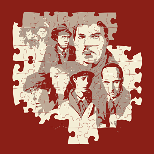 investigative puzzle like "who's the killer" vector style.
