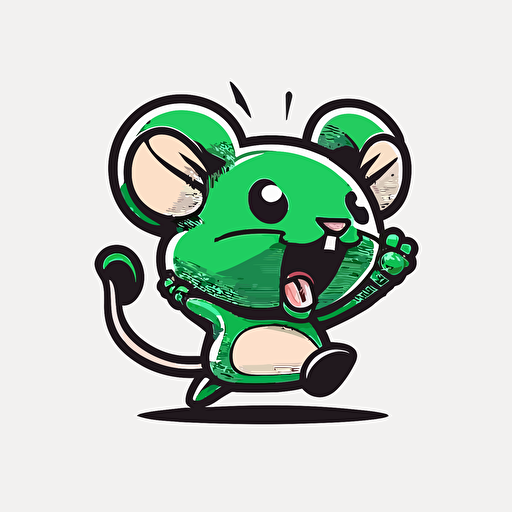 a vector image twitch emote cute mouse, green, looking hyped up, clear, clean design, sweet, emoji