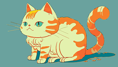 cute cat, 1980s studio ghibli anime, james jean, high resolution, flat vector art, bright colors