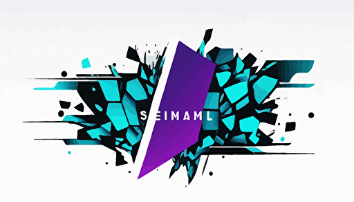 abstract vector minimalist logo , shadecell style for a machine learning and ai company, cyan and purple with white background