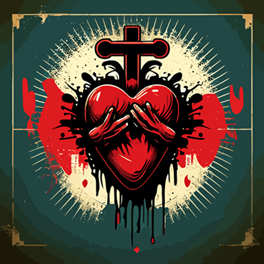 funny picture of a sacred heart for graffiti app, graffiti style, vector