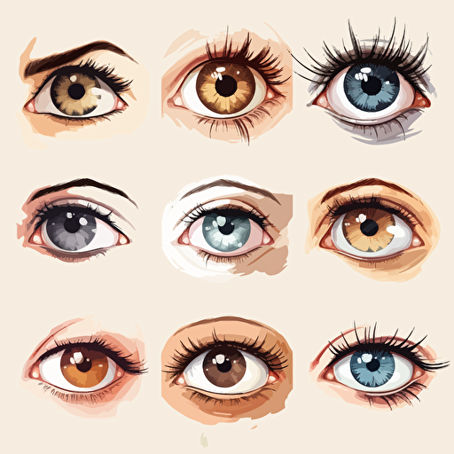 beuatiful eyes set vector style