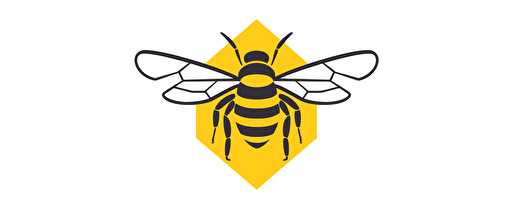 logo design synthezized robotic digital bee logo minimalistic, letters, hexagon, simple, vector, flat, 2d. white background
