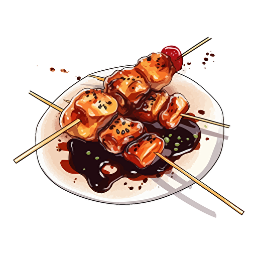 yakitori, vector art, white background