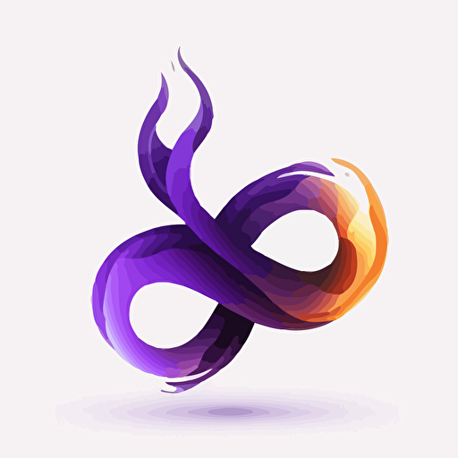 craft an sleek and minimalist, logo, infinity symbol on fire, white background, purple, vector, no shadows