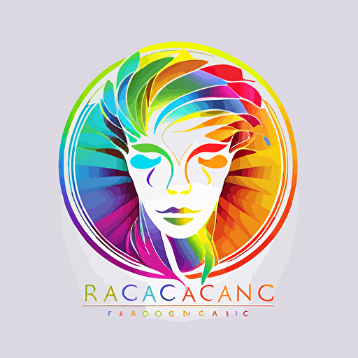 stylish vector logo for "Radiant Self Coaching and Consulting." personal growth, confidence, and transformation, radiance, light. Human face, rainbow color pallete.