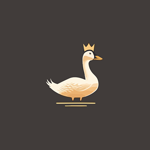 simple minimalist logo design that includes a fat goose wearing a crown. Vector. Clean background