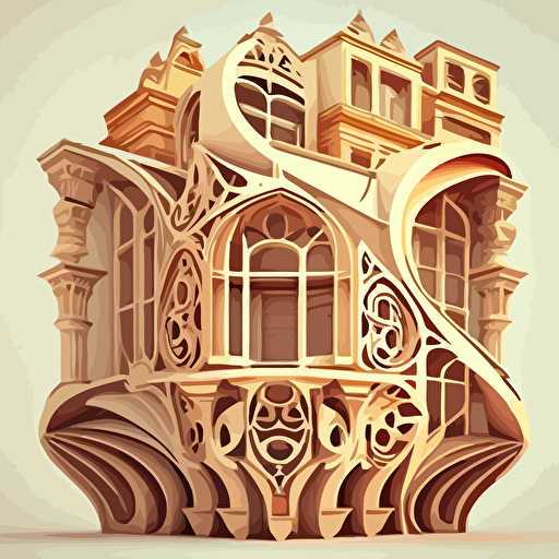 modular vectorial background image of one-line architecture-inspired art nouveau style building blocks with intricate details