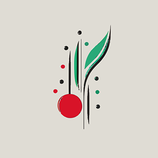 Nuanced, retro, Ivan Chermayeff-inspired, minimalistic vector logo, sleek modern cherry icon, dynamic angle, abstract thought, subtle indirectness, simplicity, "Basics Logos" by Index Books.