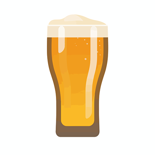 beer in glass, vector, flat design, simple, no background