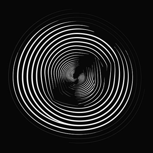 all-white vector logo over a black background, hyper-minimalist, optical illusion