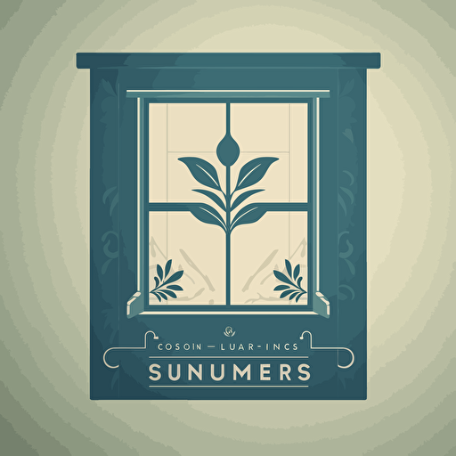 a square vector art logo for a company that designs custom window treatments