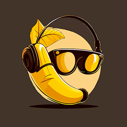 a vector logo of a banana using glases and a headset