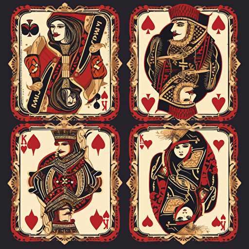 Vector set of card suits king playing