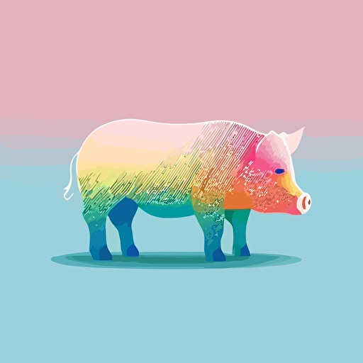 pig, color background, illustration minimalism, vector, pastel colors